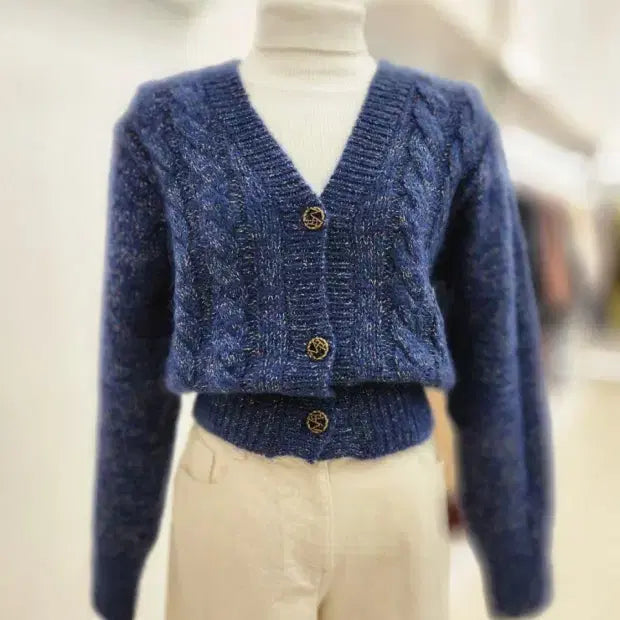 [BUNJANG] It MICHAA Glitter Cable Knit Cardigan Size 55 / 잇미샤 글리터 케이블 가디건 55
