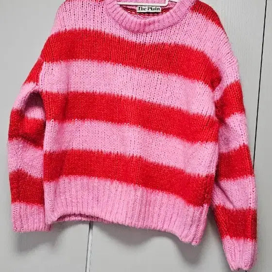 [BUNJANG] The Plain Stripe Knit Pink/Red / 더플레인 스트라이프 니트 핑크/레드