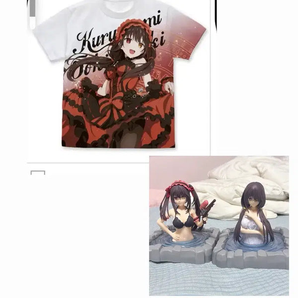 [BUNJANG] Date A Live Tokisaki Kurumi Full Graphic T-Shirt & Onsen Figure Bundle Set / 일괄)) 데이트 어 라이브 토키사키 쿠루미 풀 그래픽 티셔츠 , 온천피규어
