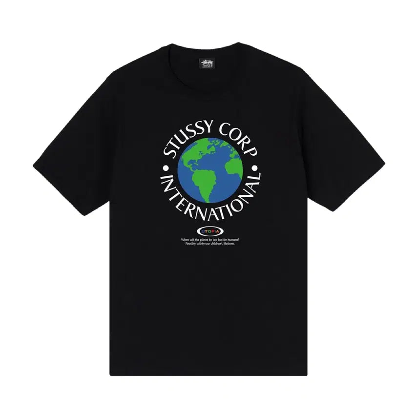 [BUNJANG] Stussy Utopia International "Earth" Short Sleeve T-Shirt Black / 스몰) stussy 스투시 유토피아 인터내셔널 지구 반팔티 블랙