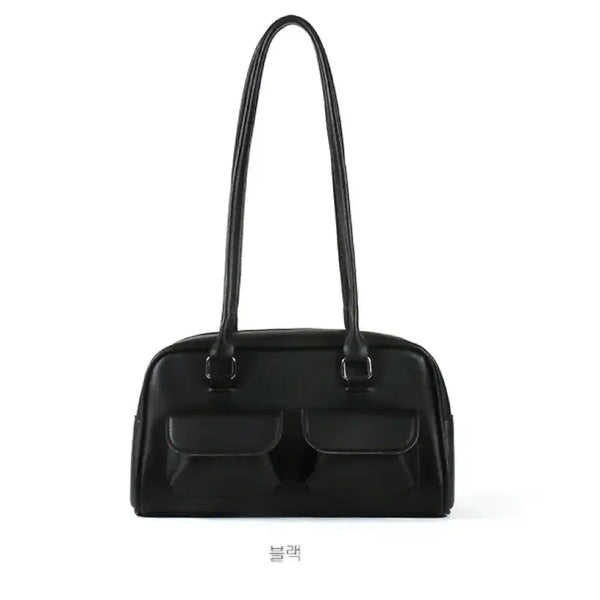 [BUNJANG] Pocket Round Retro Bowling Shoulder Bag / 포켓 라운드 레트로 볼링 숄더백 가방