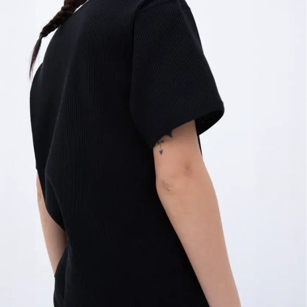 [BUNJANG] Off White Waffle Short Sleeve T-Shirt Black / 오프헤덴 와플 반팔 티셔츠 블랙