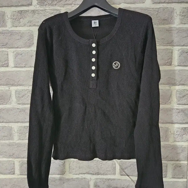 [BUNJANG] Ronron Black Ribbed Round Knit / 론론 블랙 골지라운드 니트/새옷/알뜰한여우