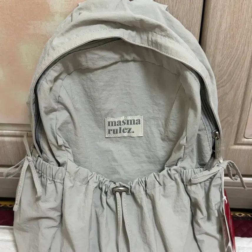 [BUNJANG] MARGASMA Rules Mini Ribbon Pocket Backpack Light Grey / 마스마룰즈 미니 리본 포켓 백팩 라이트 그레이