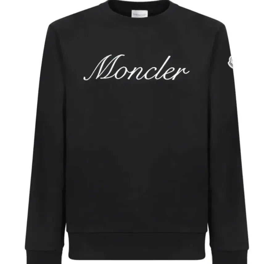 [BUNJANG] Moncler Logo Embroidered Crewneck Sweatshirt Black M New / 몽클레르 로고 자수 크루넥 스웨트셔츠 M 블랙 새제품