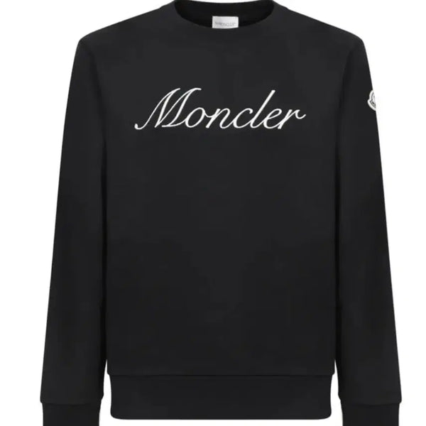 [BUNJANG] Moncler Logo Embroidered Crewneck Sweatshirt Black M New / 몽클레르 로고 자수 크루넥 스웨트셔츠 M 블랙 새제품