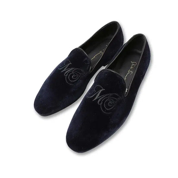 [BUNJANG] Mich Simon Navy Velvet Luxury Loafer Slippers / 미쉬 사이먼 [Mich Simon] 네이비 벨벳 럭셔리 로퍼 슬리퍼