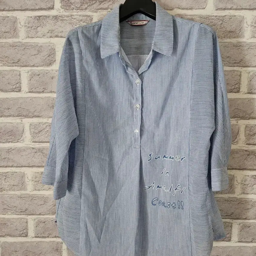 [BUNJANG] J.S. Tugo Blue Stripe Blouse Size 90 / 지센투고 블루 스트라이프 블라우스 90/알뜰한여우