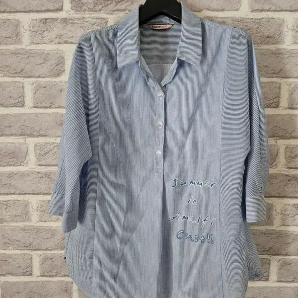 [BUNJANG] J.S. Tugo Blue Stripe Blouse Size 90 / 지센투고 블루 스트라이프 블라우스 90/알뜰한여우