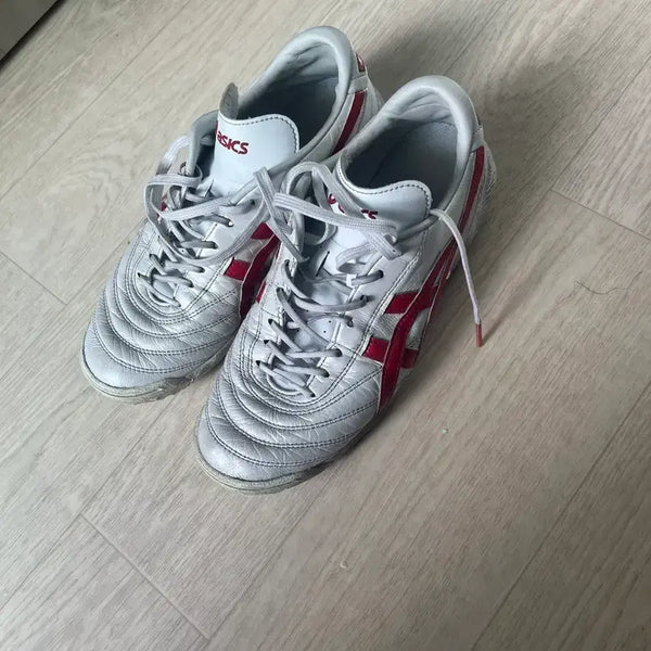 [BUNJANG] Asics C3 TF Futsal Shoes White/Red / 아식스 c3 TF 흰색/빨간색