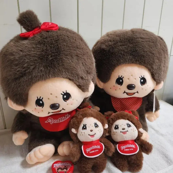 [BUNJANG] Monchhichi Doll Set (4 types) and Tin Case Keyring / 몬치치 인형 세트4종과  틴케이스키링1개