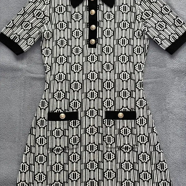 [BUNJANG] Maje Logo Collar Black Knit Dress / 마쥬 로고 카라 블랙 니트 원피스
