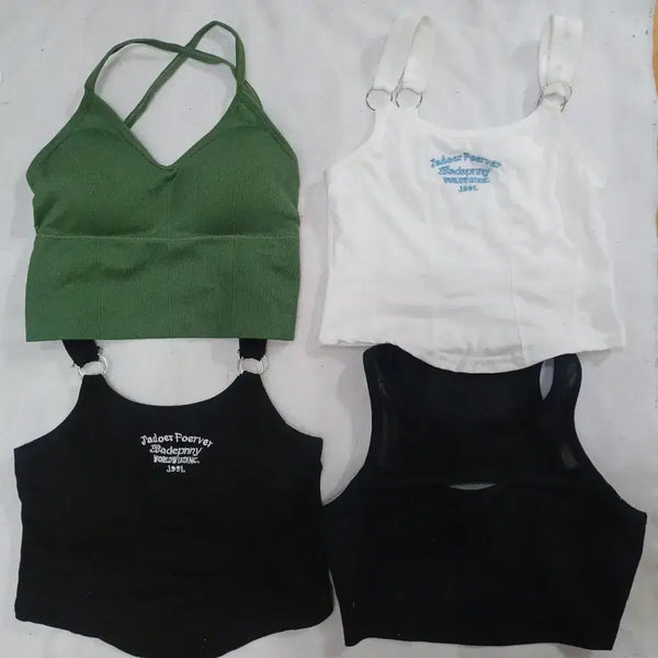 [BUNJANG] Women's Sleeveless Crop Top Bra Top Bundle Set (4 pieces) / 여성 민소매 크롭탑 브라탑 4개 일괄