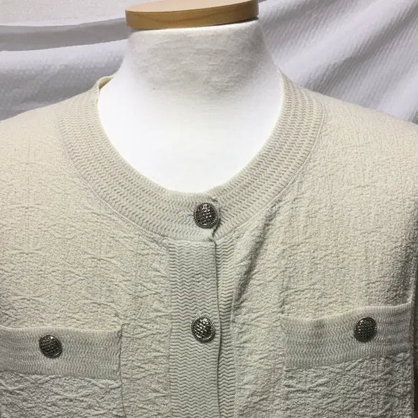 [BUNJANG] Textured Round Cardigan Beige / 텍스쳐 라운드 가디건 베이지