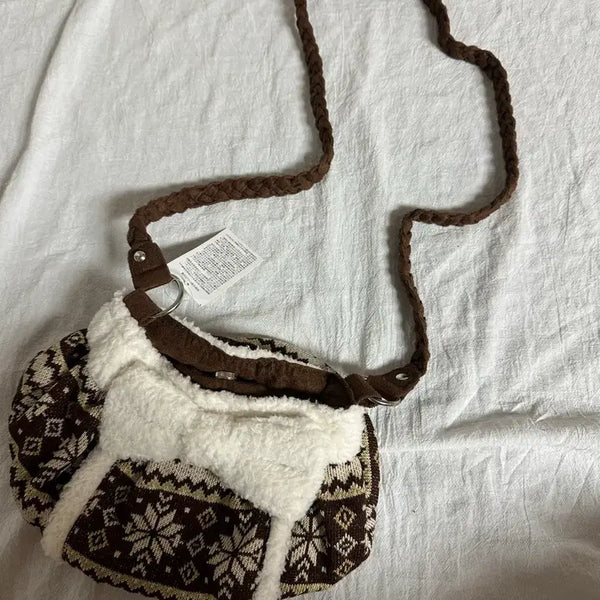 [BUNJANG] Japanese Vintage Nordic Pattern Shoulder Crossbody Bag / 일본 빈티지 노르딕 패턴 숄더 크로스백 새상품