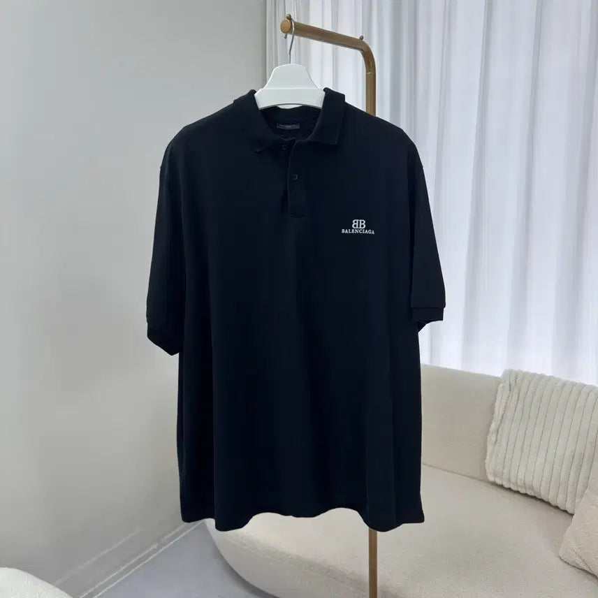 [BUNJANG] Balenciaga BB Classic Oversized Polo Shirt Black / (당일출고) 발렌시아가 BB 클래식 오버사이즈 폴로 셔츠 블랙