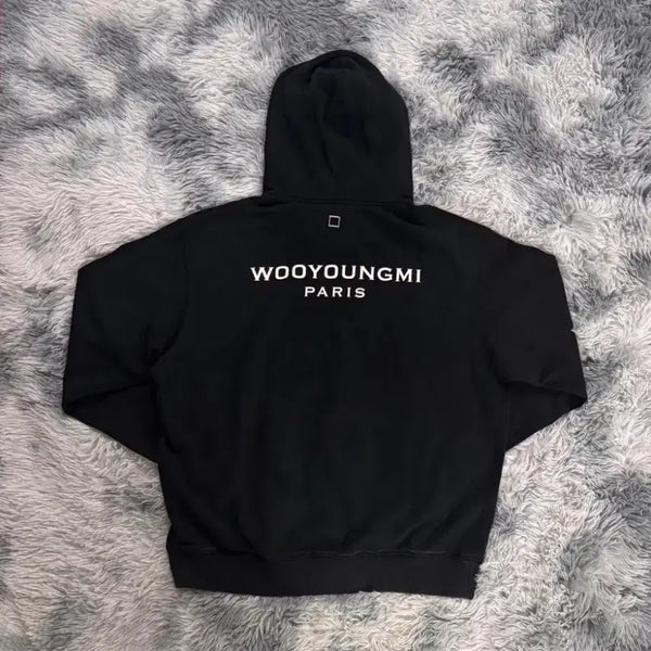[BUNJANG] WooYoungMi Back Logo Hoodie Black / [정품] 우영미 백로고 후드티 블랙