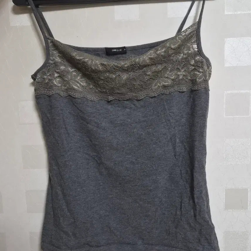[BUNJANG] Vintage Mori Girl Lace Gray Camisole Sleeveless Top / 빈티지 모리걸 하구미 레이스 그레이 나시 슬리브리스