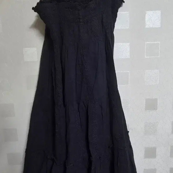 [BUNJANG] Vintage Mori Girl Navy Punching Dress Long Skirt / 빈티지 모리걸 하구미 페어리 네이비 펀칭 원피스 롱스커트