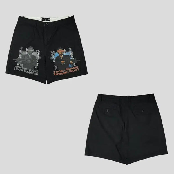 [BUNJANG] I'm Not A Violation Black Multicolor Spell Out Street Chino Shorts / 아임낫어휴먼비잉 블랙 멀티컬러 스펠아웃 스트릿 치노 반바지 하프팬츠 33