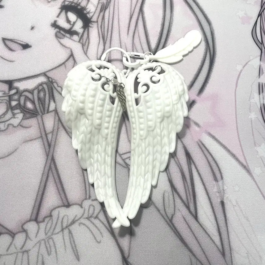 [BUNJANG] Angel Wing Keychain White / 에이블리 천사 날개 키링 화이트 엔젤