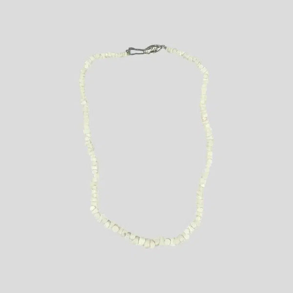 [BUNJANG] Vintage White Stone Ethnic Beads 925 Silver Surfer Necklace / 빈티지 화이트 스톤 에스닉 비즈 925실버 서퍼 목걸이 네크리스