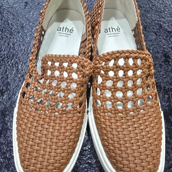 [BUNJANG] Atelier Vanessa Bruno Woven Slip-On Shoes - Brown, Size 37 / 아떼 바네사브루노 짜임 슬립온 37 브라운