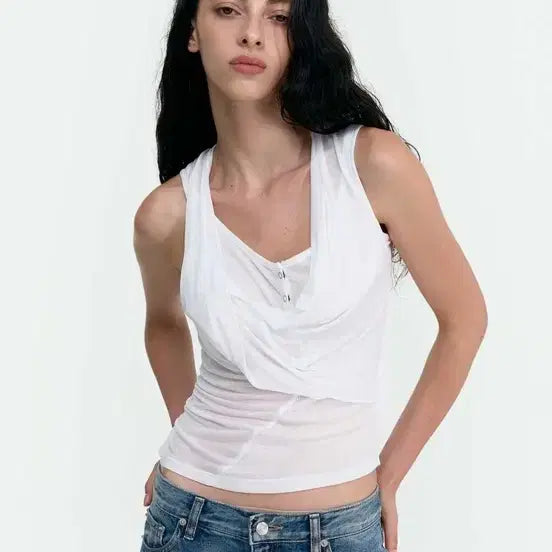[BUNJANG] 2000 Archives Drape Henry Tank White / 2000아카이브스 드레이프 헨리 탱크 화이트 01