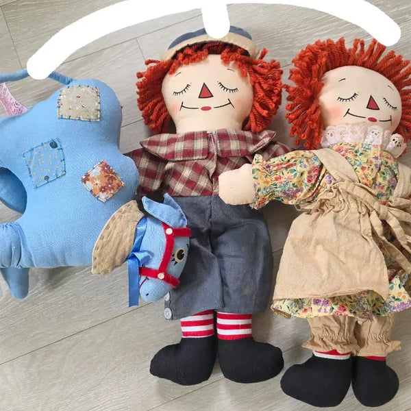 [BUNJANG] Raggedy Ann & Andy Vintage Doll Set / 빈티지 인테리어 소품 헝겊 래기디 앤 앤디 Raggedy Ann 인형 토이 판매