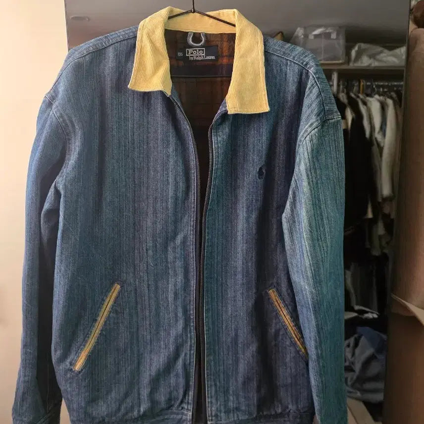 [BUNJANG] Polo Ralph Lauren 90s Vintage Striped Denim Blouson Jacket / 폴로 랄프로렌 90s 빈티지 스트라이프 데님 블루종 자켓