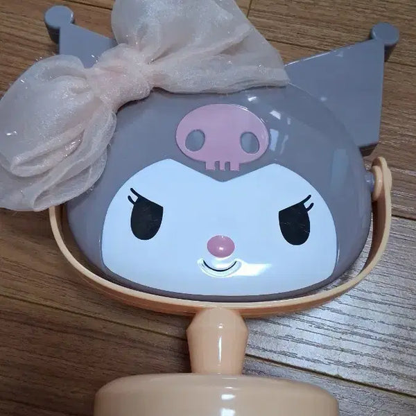 [BUNJANG] Kuromi Pink Ribbon Desk Mirror / 쿠로미 탁상 거울 핑크 리본