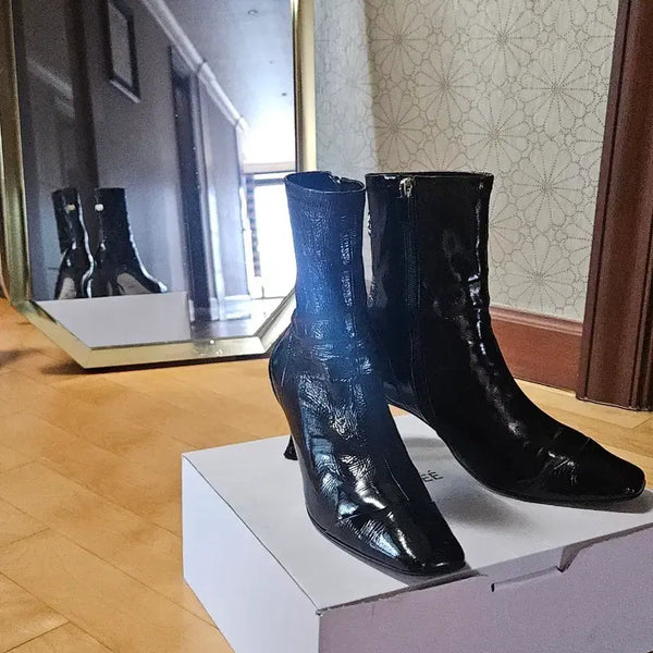 [BUNJANG] Objet Black Enamel Ankle Boots / 오브제 블랙 에나멜 앵클 부츠(45만원에 구매)