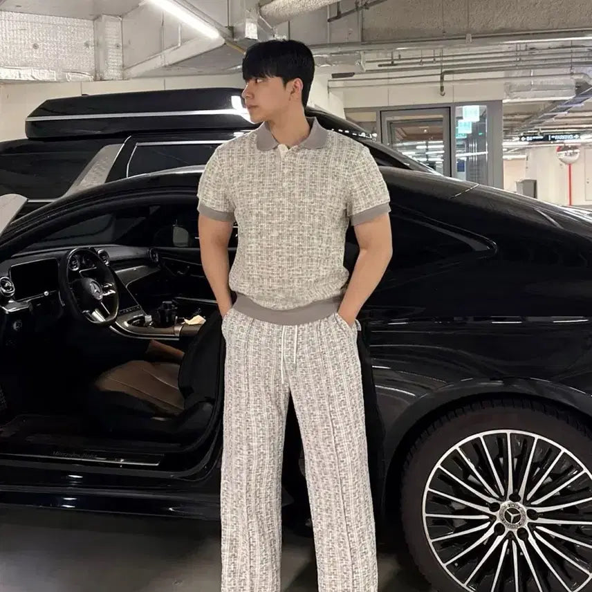 [BUNJANG] Tweed Collar Training Set / 트위드 카라 트레이닝세트