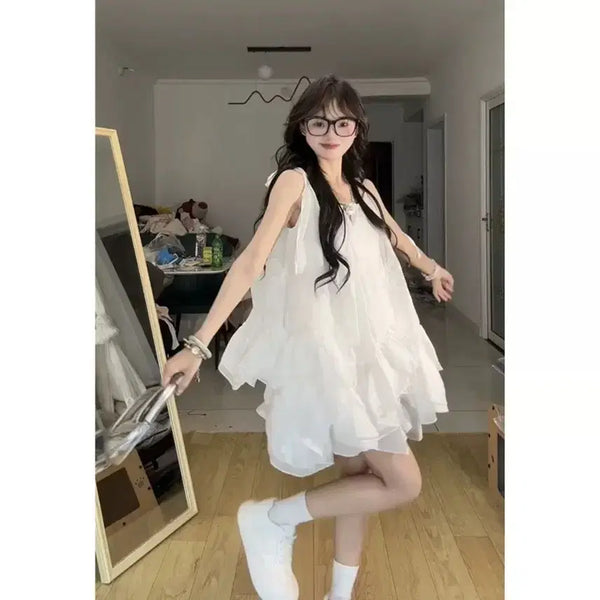 [BUNJANG] White Camisole Set Dress / 미사용 하얀 나시 셋업 원피스