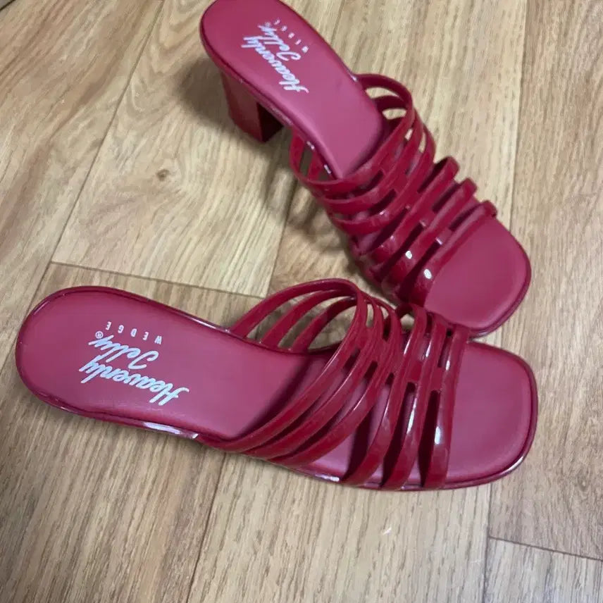 [BUNJANG] Heavenly Jelly Daily Jelly Shoes Red 6cm Heels Size 240 / 헤븐리젤리 데일리젤리슈즈