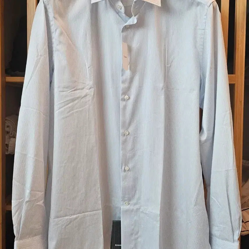 [BUNJANG] Ermenegildo Zegna Sky Blue Stripe Dress Shirt Cotton 100% / 에르메네질도 제냐 셔츠 하늘색 스트라이프 새제품