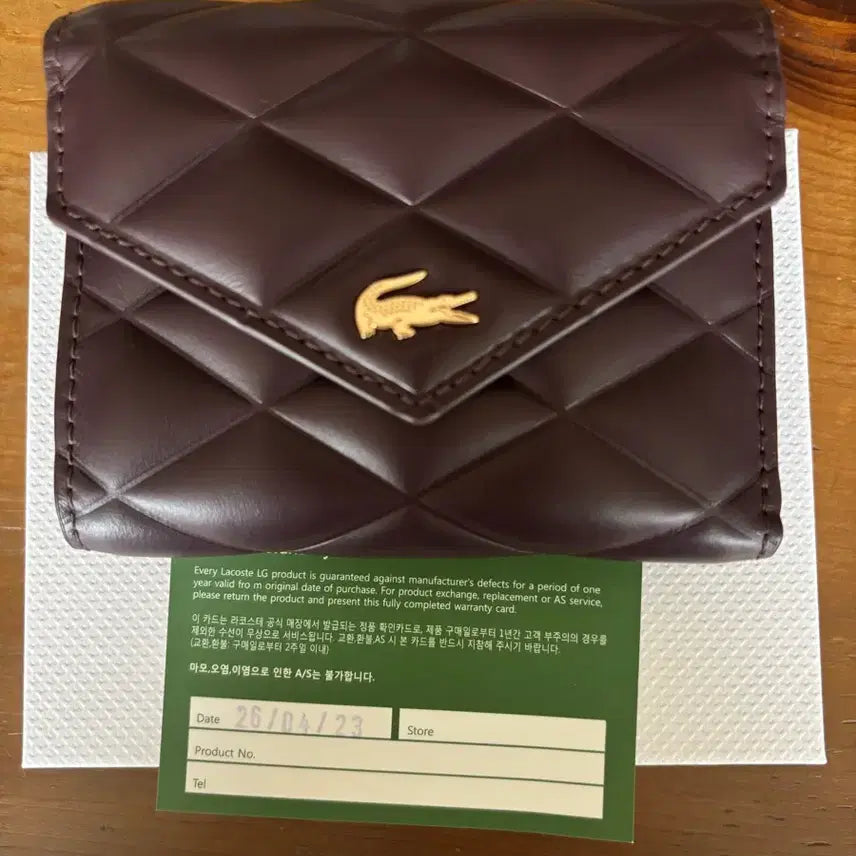 [BUNJANG] Lacoste Crocodile Women's Wallet Wine Color / 라코스테 크로코델 여성 반지갑 와인색