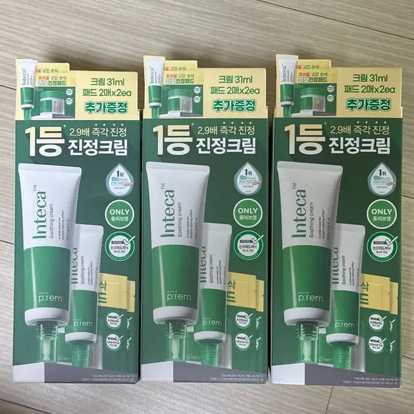 [BUNJANG] Make P:rem Safe Relief Moisture Cream 50ml Set (Includes 31ml Cream, 4 Pads) / 새상품)메이크프렘 인테카 수딩크림 50ml(+크림 31ml, 패드 4매) 올리브영
