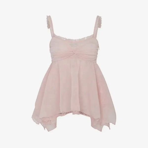 [BUNJANG] Pain Or Pleasure Rose Shirring Top Pink S / 새상품) 페인오어플레져 rose shirring top 로즈 셔링 탑 핑크 s