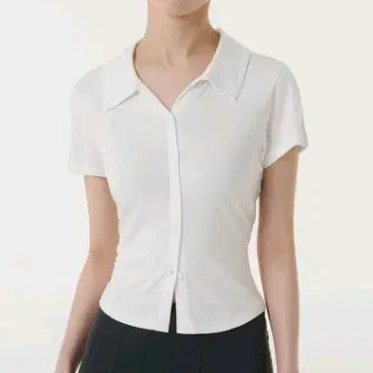 [BUNJANG] Musinsa Standard Women's Slim Short Sleeve Jersey Shirt White / 무신사 스탠다드 우먼즈 슬림 반소매 저지 셔츠 화이트