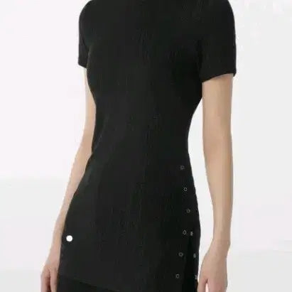 [BUNJANG] Musinsa Standard Women's Black Textured Long T-shirt / 무신사 스탠다드 우먼즈 블랙 텍스처 롱 티셔츠