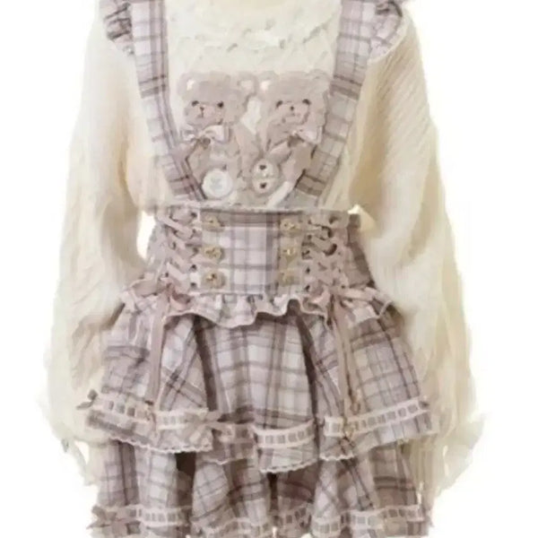 [BUNJANG] Lizlisa Gingham Ladder Suspender Skirt / Lizlisa 리즈리사 깅엄 사다리 서스펜더 스커트 스카판 판매          리즈리사 시허니 노에미 디마럽 양지뢰 양산형 지뢰계 스나계 서브컬쳐