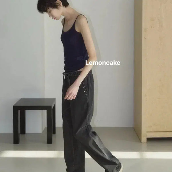 [BUNJANG] Replain Banding Denim Pants (Black, M) / [새상품/택포] replain 리플레인 밴딩 데님 팬츠(블랙/M)