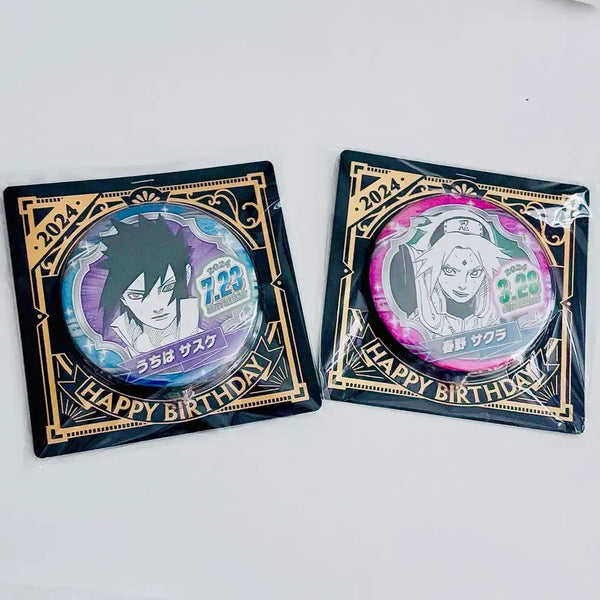[BUNJANG] Naruto Uchiha Sasuke & Haruno Sakura Birthday Can Badge Set / 나루토 우치하 사스케 하루노 사쿠라 사스사쿠 생일캔뱃지 세트
