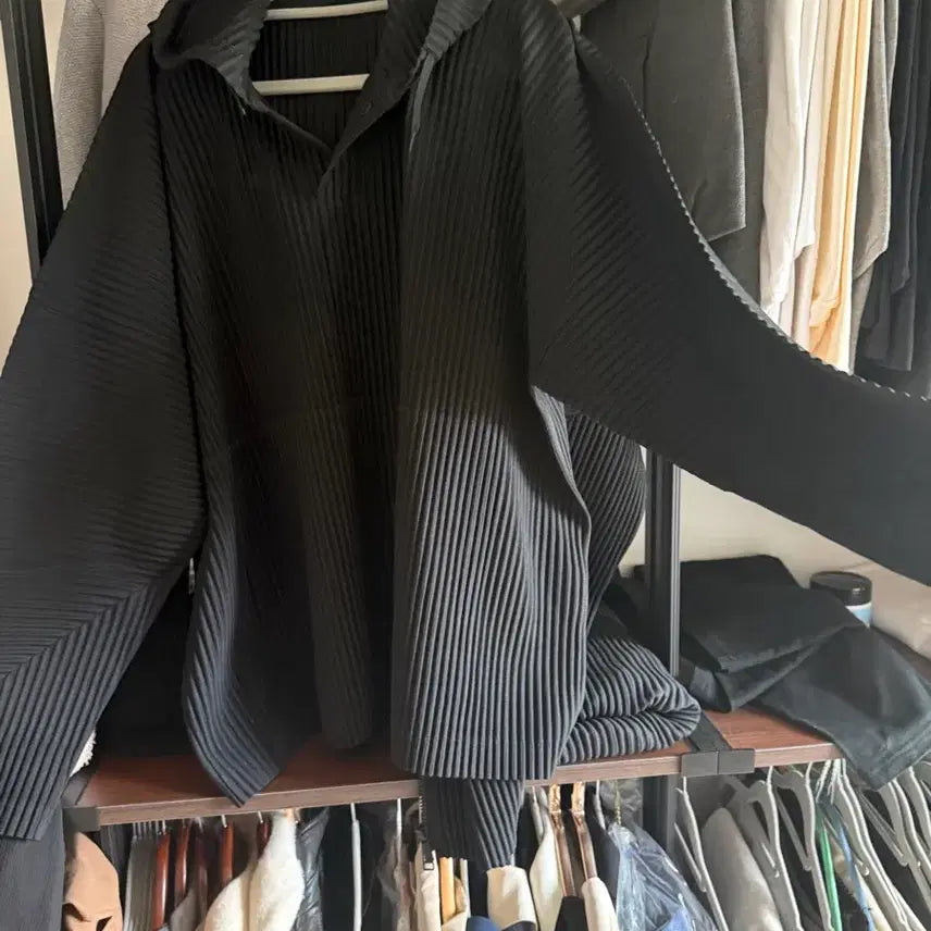 [BUNJANG] Homme Plissé Issey Miyake Black Pleated Hoodie Size 3 / 옴므플리세 3사이즈 후드