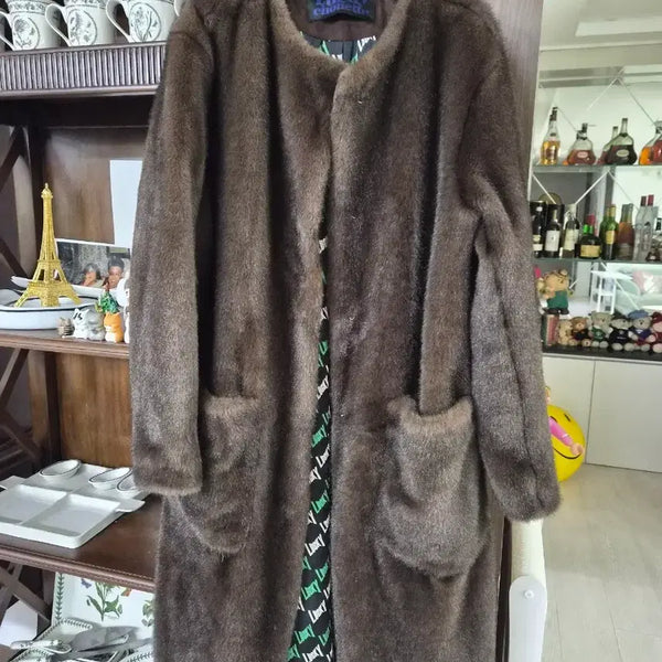 [BUNJANG] Lucky Chouette Faux Mink Long Coat / 럭키슈에뜨   페이크 밍크롱코트팝니다