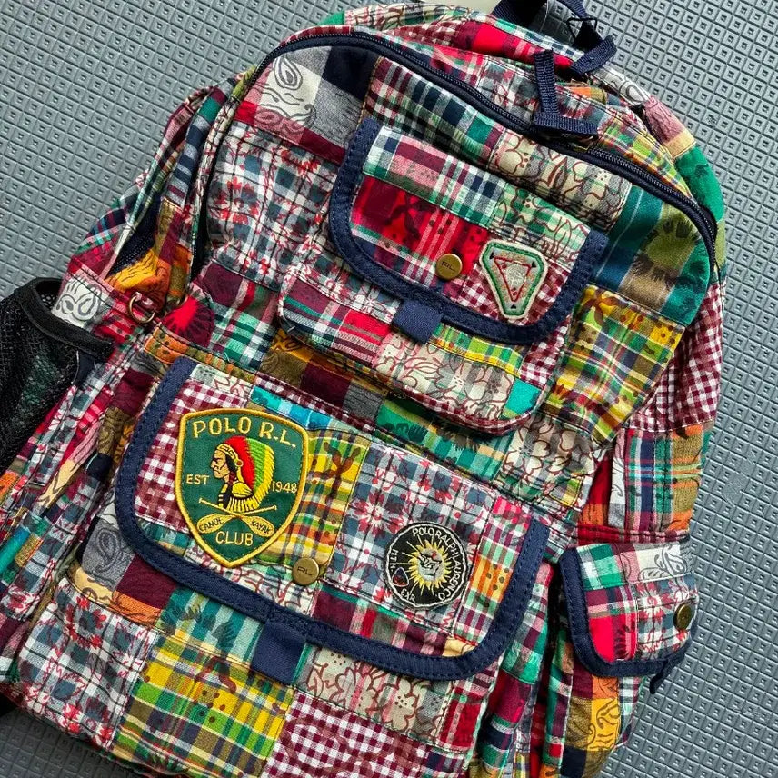 [BUNJANG] Polo Ralph Lauren Madras Patchwork Indian Patch Backpack - New with Tags / 폴로 랄프로렌 새제품 마드라스 패치워크 인디언패치 백팩