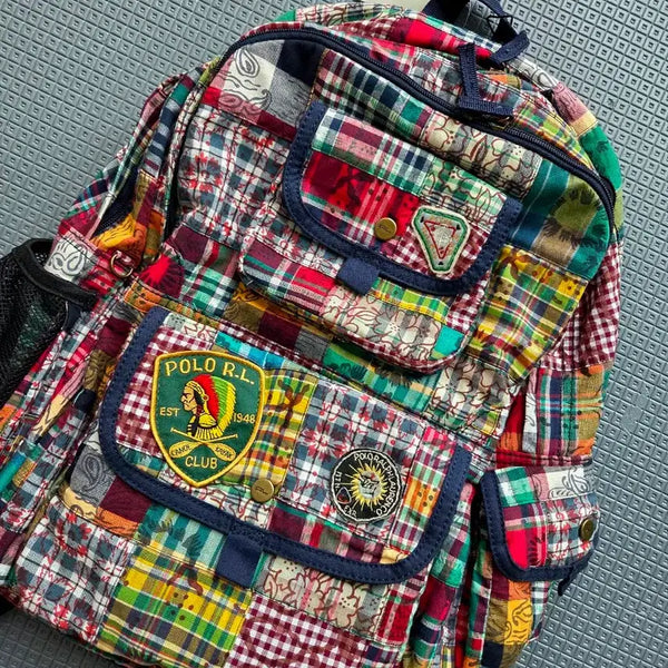 [BUNJANG] Polo Ralph Lauren Madras Patchwork Indian Patch Backpack - New with Tags / 폴로 랄프로렌 새제품 마드라스 패치워크 인디언패치 백팩