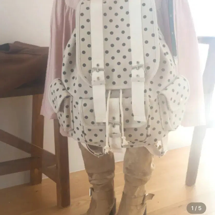 [BUNJANG] COZING Dot Lace Mori Girl Backpack / 코징 백팩 도트 땡땡이 레이스 대학생 모리걸 일본 가방