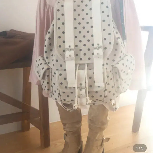 [BUNJANG] COZING Dot Lace Mori Girl Backpack / 코징 백팩 도트 땡땡이 레이스 대학생 모리걸 일본 가방